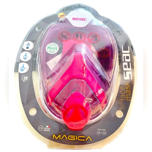 S/M Pink SEAC Magica Full Face Snorkeling Mask Anti-fog Panoramic View NEW NIP - Picture 6 of 9